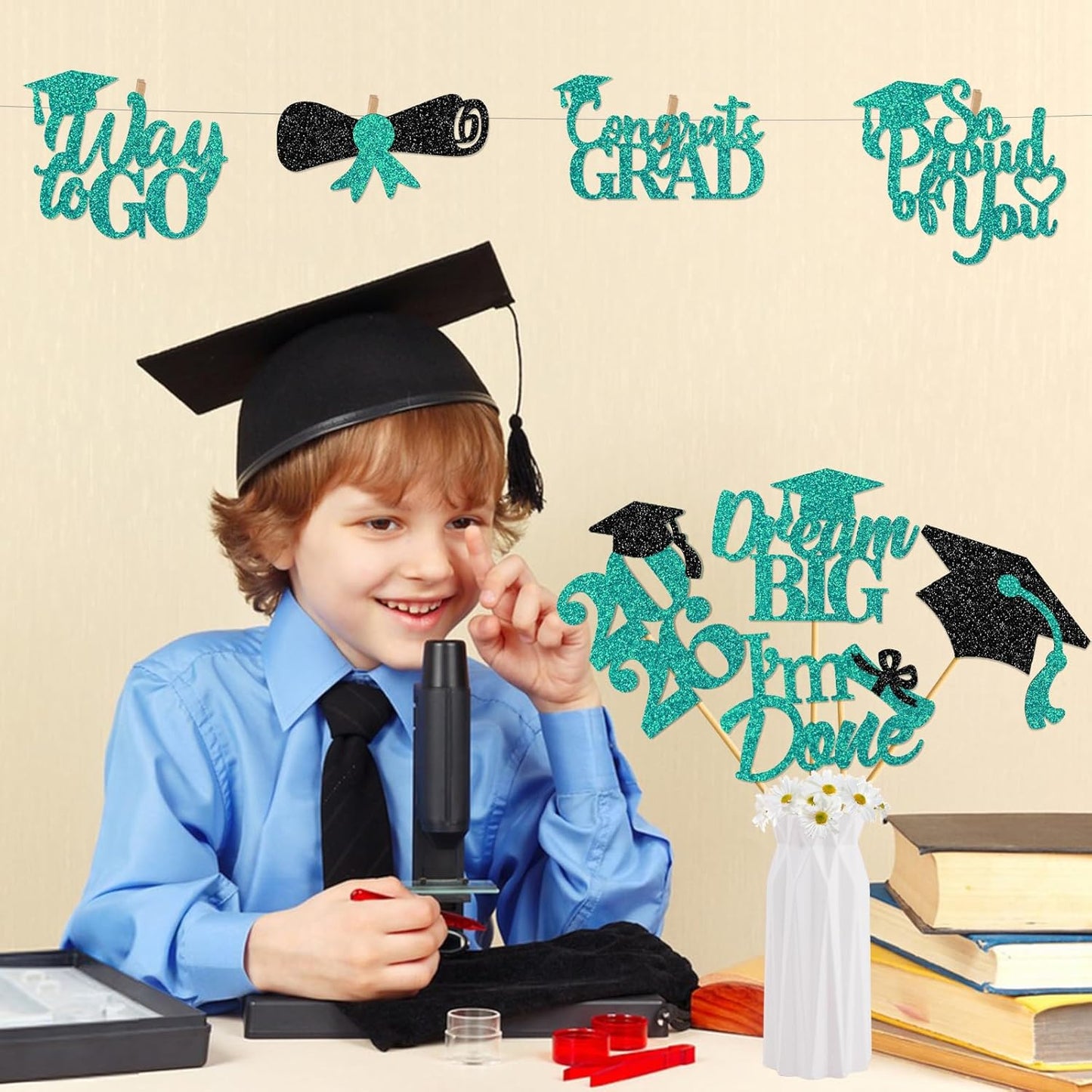 24Pcs Graduation Centerpieces for Tables: 2026 Graduation Centerpiece Sticks Class of 2026 for Grad Table Decorations Congrats Decorations (Black)