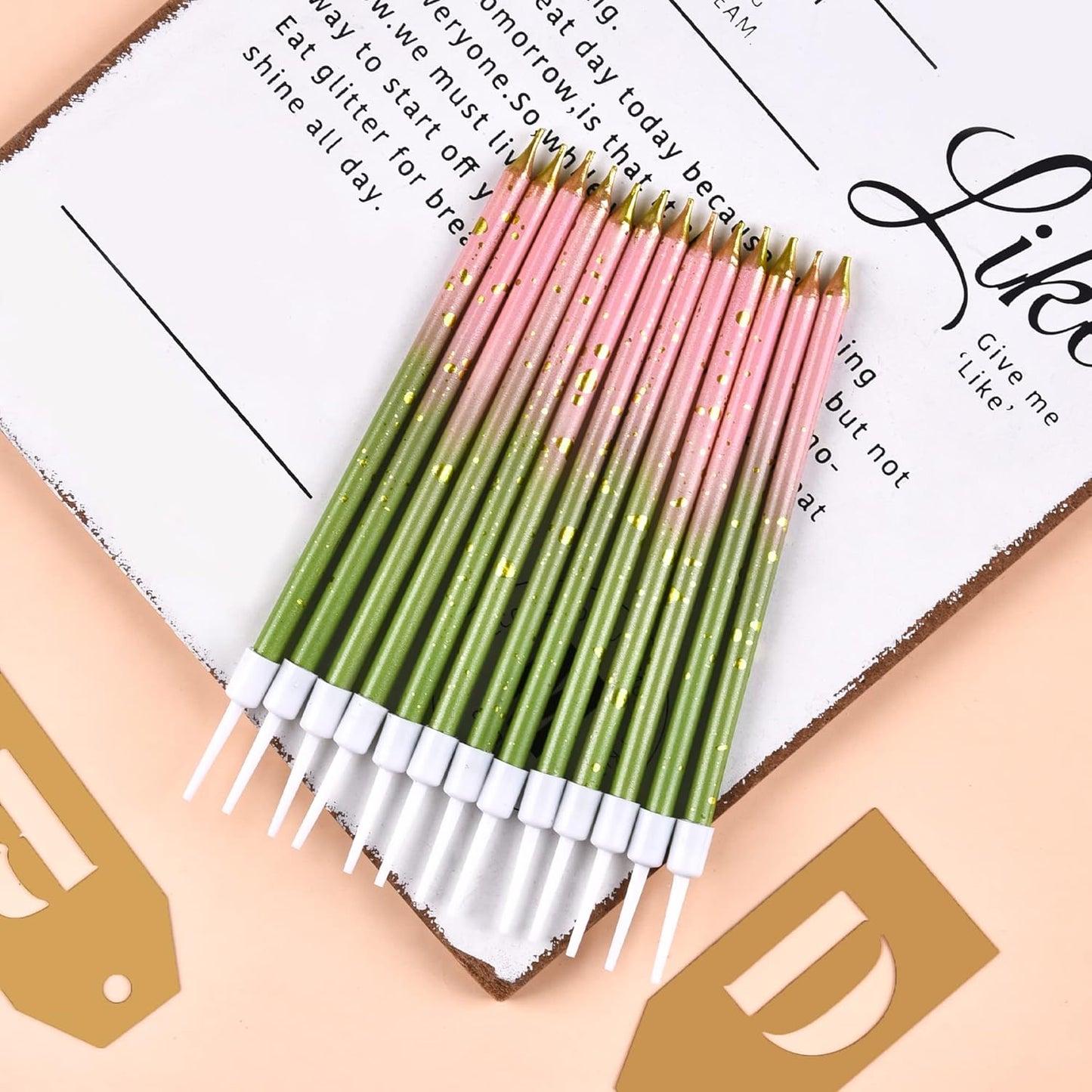 Pink Gold Long Thin Birthday Candles, Cake Candles, Birthday Parties, Wedding Decorations, Party Candles