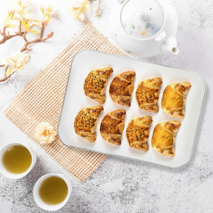 3 Pack Plastic Serving Trays for Party - Gold Serving Tray 8 x 11 Inch - Heavy Duty Dessert Trays for Food - Rectangular Party Serving Trays for Entertaining - Clear Cookie Platters