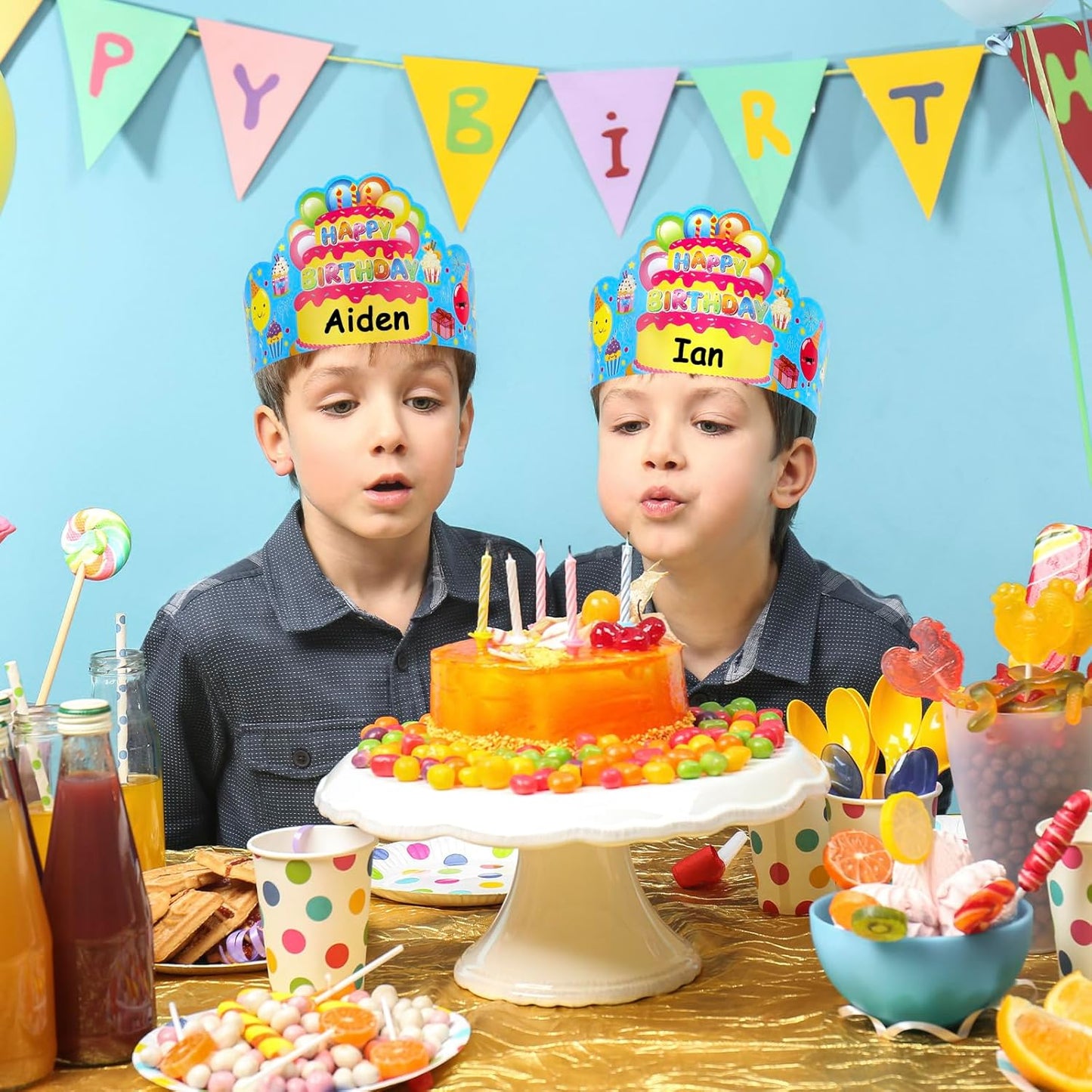 Pack of 36 Birthday Crowns for Kids - Colorful Paper Party Hats for Students Classroom School VBS Party Supplies