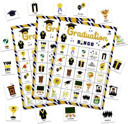 Graduation Bingo Game Cards, 24 Players Graduation Bingo Cards, Graduations Party Games for Classroom Large Group Activities High School Adults College Class of 2026 Congrats Grad Party Supplies
