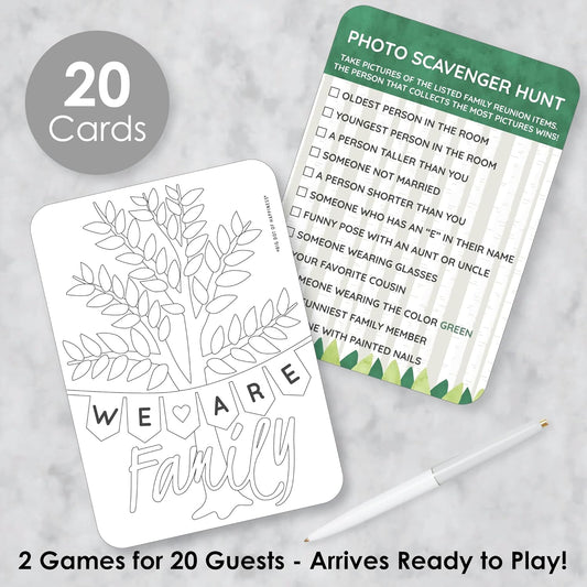 Big Dot of Happiness Family Tree Reunion - 2-in-1 Family Gathering Party Cards - Activity Duo Games - Set of 20