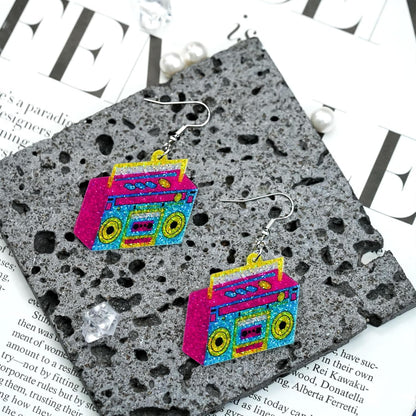 80s 90s Earrings for Women Colorful Lightning Acrylic Drop Earrings Neon Earrings Bulk for 80's 90's Outfit Glow Party Halloween 80s Accessories Jewelry