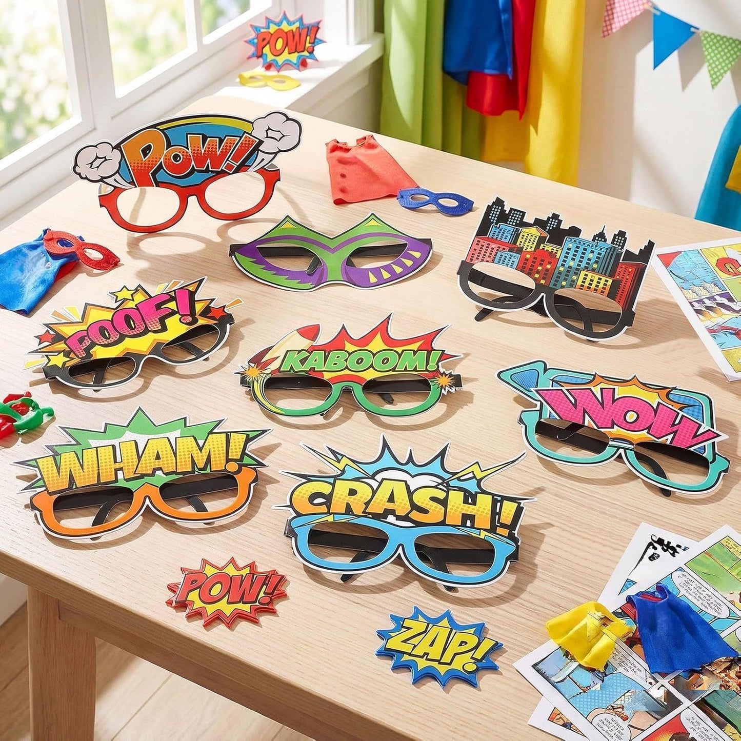 32 Pcs Spa Party Favors Paper Glasses Makeup Paper Eyeglasses Frames Spa Photo Booth Props Selfie Props for Makeup Birthday Party Decorations