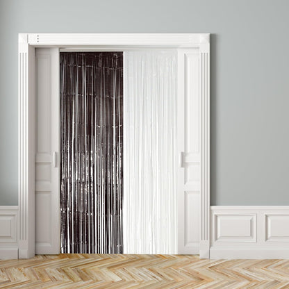 Hampton Distribution 6 Pack Silver Foil Fringe Curtains, Silver Tinsel Backdrop Party Curtains, Party Supplies for Birthday, Holidays, Parties & More