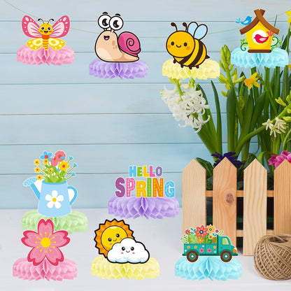 Yquqwn 10 Pcs Spring Honeycomb Centerpieces for Table Spring Theme Paper Decorations Double Sided Floral Garden Party Supplies for Birthday Party and Baby Shower