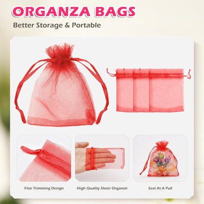 ANZNKU 50PCS White Organza Bags 3x4, Small Gift Bags Bulk for Sachet Jewelry Candy Treat, Mini Mesh Bag Drawstring for Wedding Bridal & Baby Shower, Party Favor Bag for Easter Mothers Day Birthday