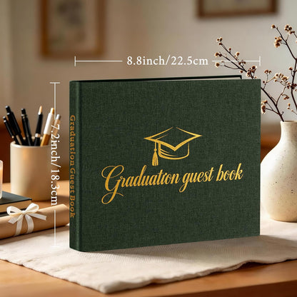 Artmag 2026 Graduation Guest Book Fabric Hardcover Signs Signature Graduation 100 Pages Guest Book Grad Memory Scrapbook for College Gifts (Black)