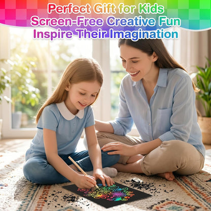 CMTOOP 70 PCS Mess Free Rainbow Scratch Paper Art for Kids - Fun Animal Shapes Travel Activity Craft Kit - Magic Scratch Boards for Goodie Bag Stuffers Birthday Party Favors Classroom Prizes