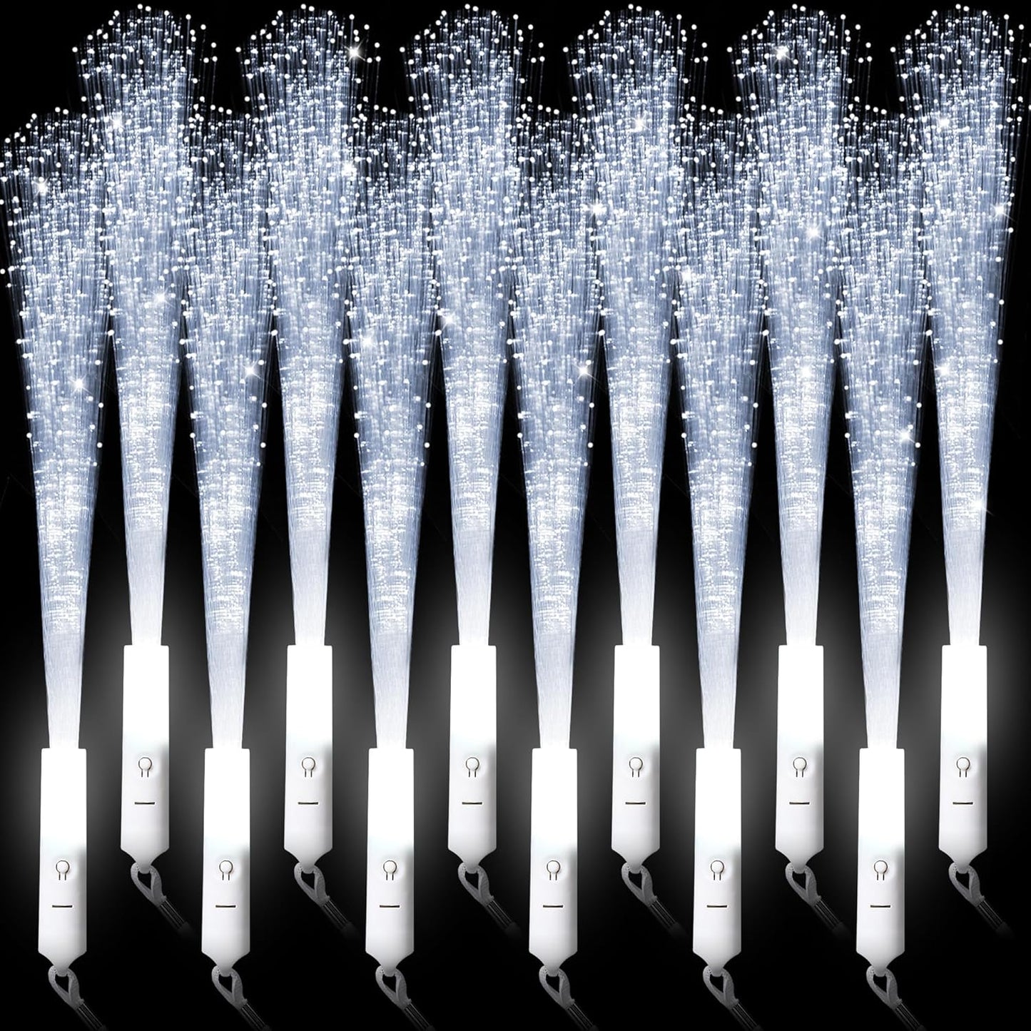 miikoul 16 Pcs Fiber Optic Wands White Glow Sticks LED Wedding Wand Light up Party Favor Sticks Flashing Wands with 3 Light Modes for neon Party Wedding Baby Shower Birthday Party Supplies