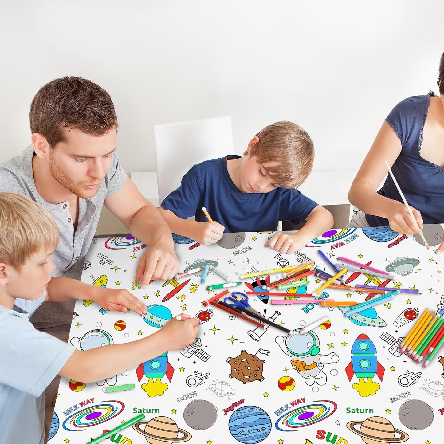 Giant Construction Party Coloring Tablecloth for Kids - Huge Construction Theme Table Cover Large Dump Truck Vehicle Painting Poster for Children Birthday Party Supplies 54x108 Inch