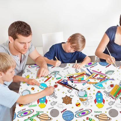 Giant Construction Party Coloring Tablecloth for Kids - Huge Construction Theme Table Cover Large Dump Truck Vehicle Painting Poster for Children Birthday Party Supplies 54x108 Inch