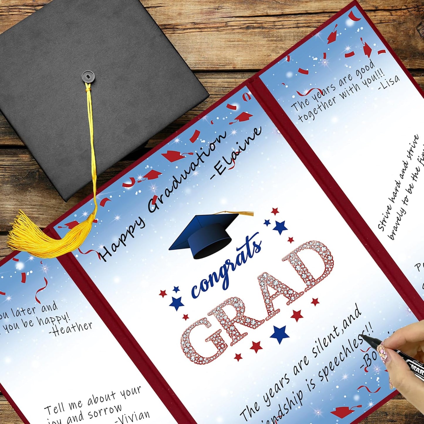 Vlipoeasn 2026 Graduation Guest Book Alternative, Black Gold Class of 2026 Graduation Party Decorations, Graduation Signature Book for 2026 College High School, Unique Graduation Gifts for Friends