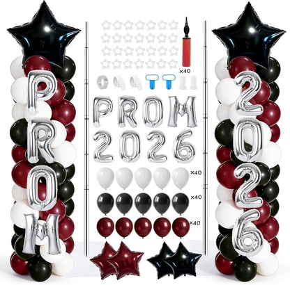 2 Sets Graduation Balloon Column Stand Kits with Balloons 2026 Grad Themed Decoration Navy Blue Balloon Tower Stand Kit for Grad High School & College Celebration Party Decor