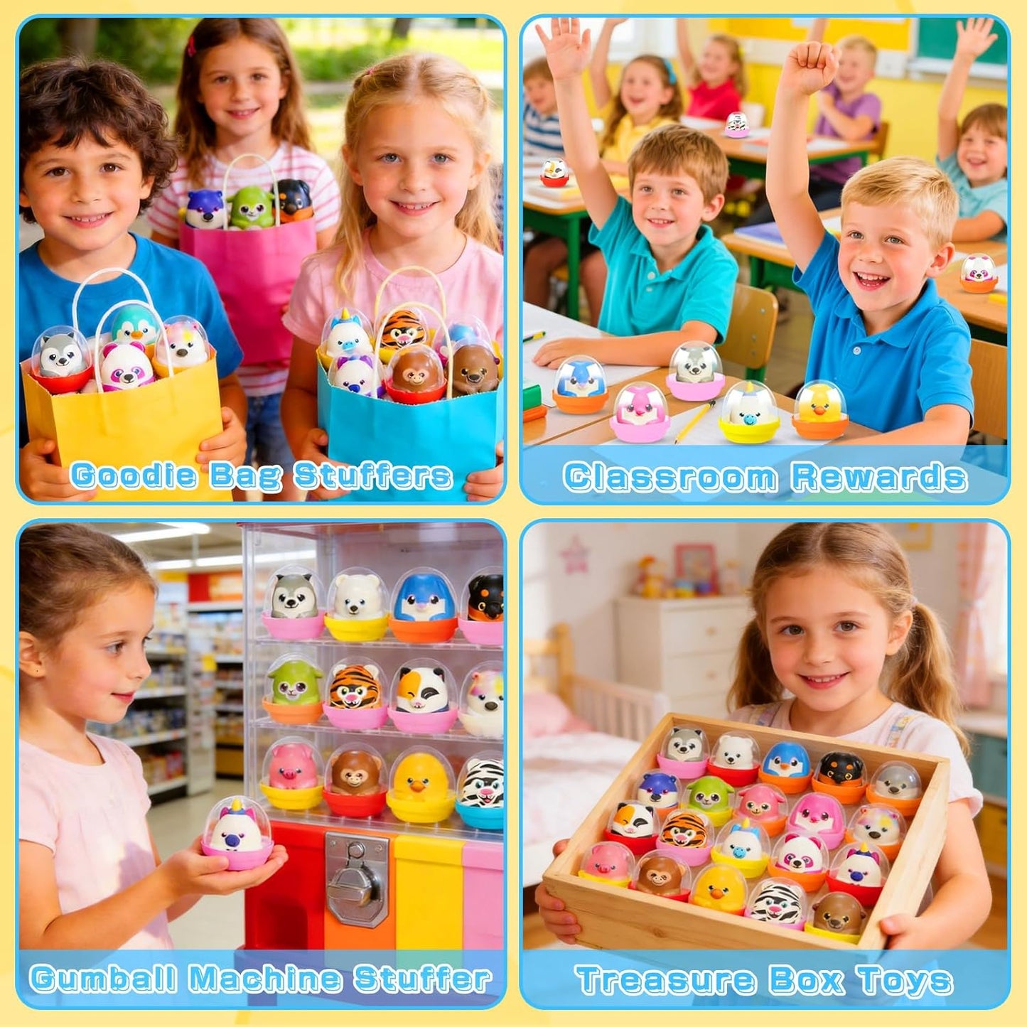 KissFree 20 PACK Slow Rising Squeeze Toys, 2 Inch Plastic Capsules Filled with Animal Squishies, Party Favors for Kids 4-8 8-12, Goodie Bags Stuffers, Birthday Gifts, Classroom Prizes