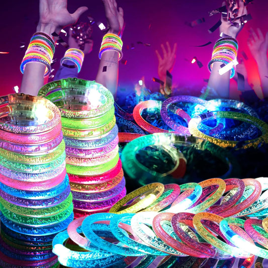 OLUPP 120 Pack LED Light Up Bracelets, Glow in the Dark Party Supplies, 6 Color Glow Bracelets, Rave Party Favors for Kids/Adults Birthday, Concert,Goodie Bag Fillers, New Year