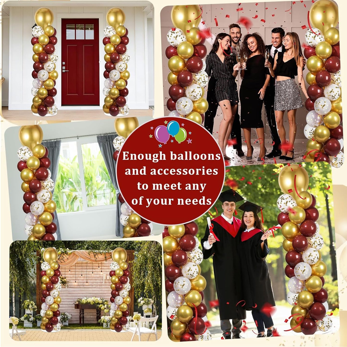 2 Set Black and Gold Balloons Column Stand Kit with 100 Balloons Adjustable Balloon Stand with Bases for Floor Black Gold Confetti Balloon Column Kit for Bridal Shower Valentine Birthday Party Decor