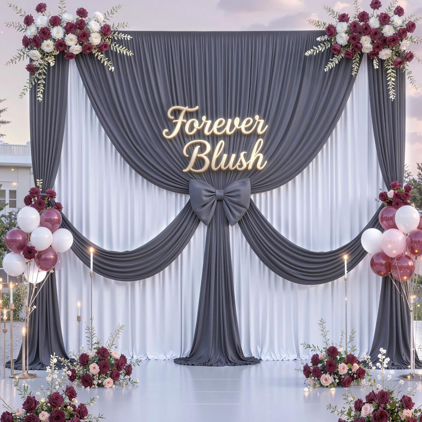 10 ft x 10 ft Wrinkle Free White Backdrop Curtains for Wedding Parties, Polyester Photography Backdrop Drapes for Birthday Parties Stage Backdrop Stand, 2 Panels 5x10FT Background Curtains