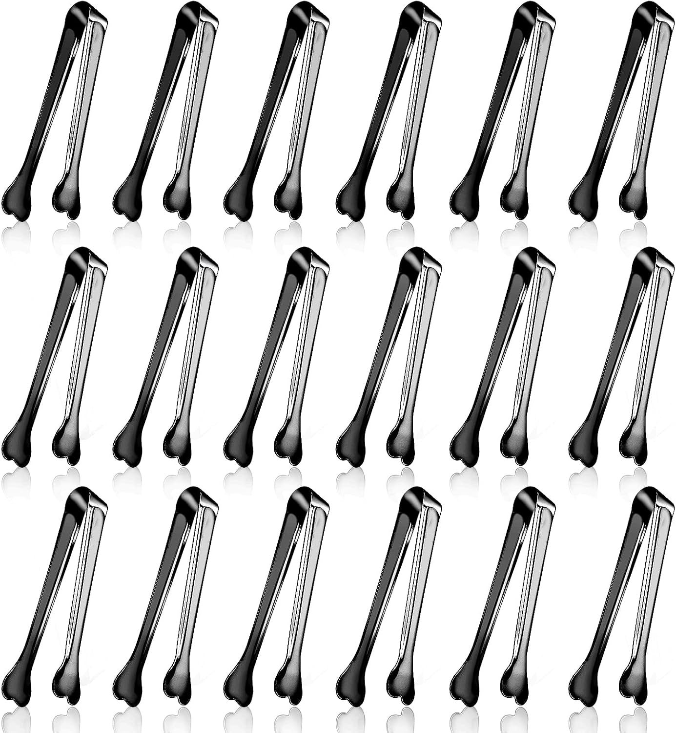 Dmoera 18 Pack Premium Small Serving Tongs, Mini Stainless Steel Appetizer Tongs 4.33Inch Silver