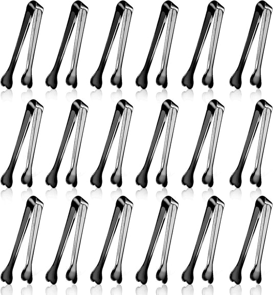 Dmoera 18 Pack Premium Small Serving Tongs, Mini Stainless Steel Appetizer Tongs 4.33Inch Silver