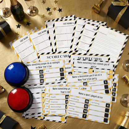 20 Pcs Retirement Friendly Feud Game Set Retirement Party Game Trivia Quiz with 18 Card 2 Buzzer for Adults Family Games Activities Party Supplies, Battery Not Included
