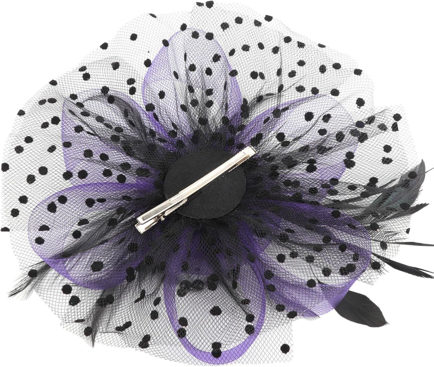 DRESHOW Fascinators Hat Flower Mesh Ribbons Feathers on a Headband and a Clip Tea Party Headwear for Girls and Women - Colors B
