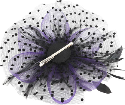 DRESHOW Fascinators Hat Flower Mesh Ribbons Feathers on a Headband and a Clip Tea Party Headwear for Girls and Women - Colors B