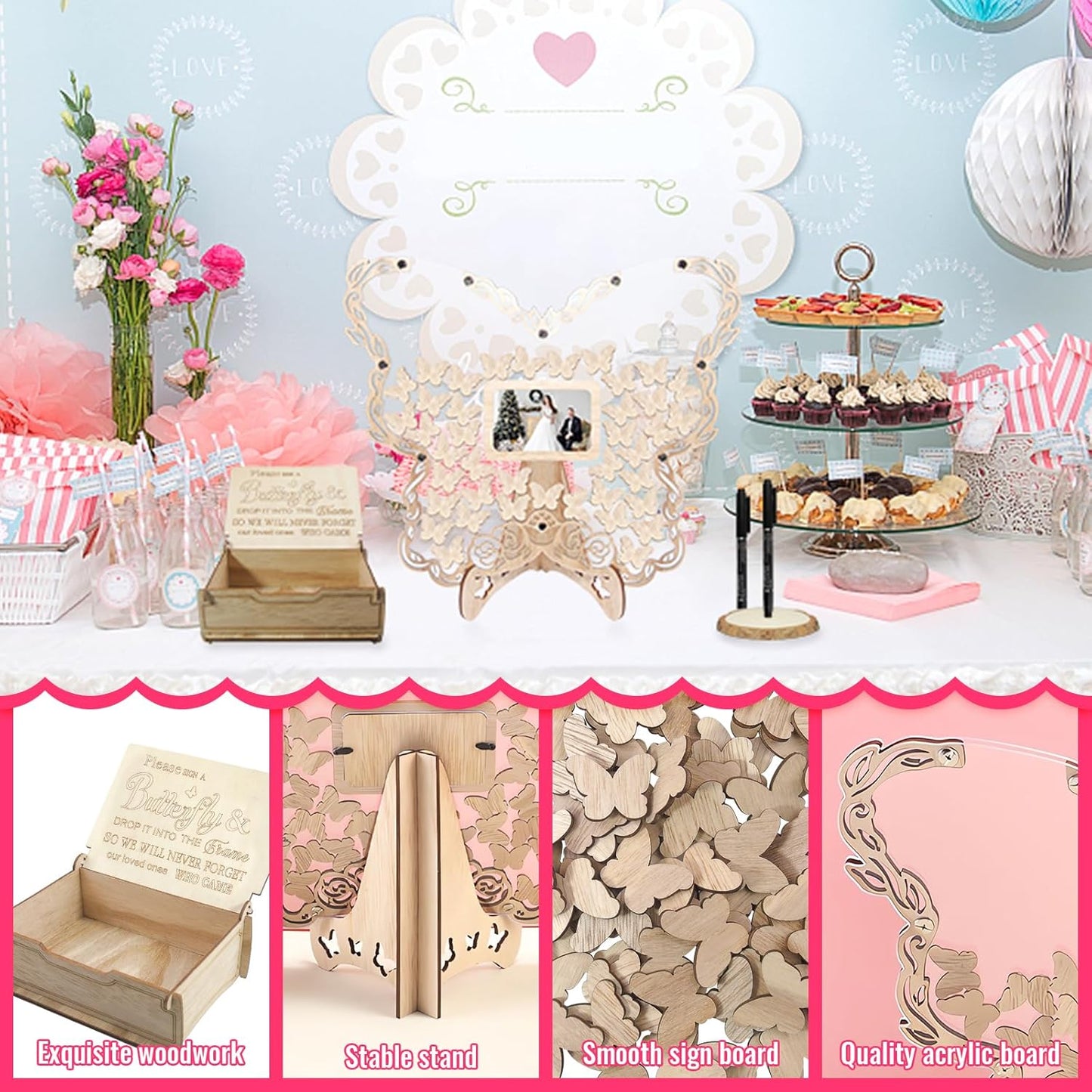 Wedding Guest Book Alternative Wooden Heart Guestbook Ideas Guest Book Wedding Reception with Wooden Hearts and Drop Box Sign in Book for Wedding Birthday Anniversaries Decorations
