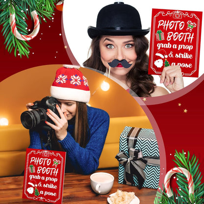 Briwooody Photo Booth Sign with Stand Retro Background Table for Indoor and Outdoor Party Theme Event Photography Props Desktop Decoration Supplies