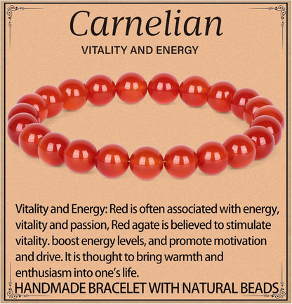 LPBeads Handmade Natural Gemstone Stretch Elastic Bracelet Healing Crystal Round Stone Beads Jewelry Gifts for Women Men