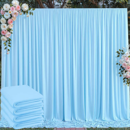 10 ft x 10 ft Wrinkle Free White Backdrop Curtains for Wedding Parties, Polyester Photography Backdrop Drapes for Birthday Parties Stage Backdrop Stand, 2 Panels 5x10FT Background Curtains