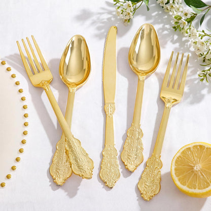 Supernal 360pcs Silver Plastic Cutlery,Elegant Plastic Silverware,Silver Hammed Silverware,Disposable Flatware,Include 120 Forks,120 Knvies,120 Spoons,Perfect for Birthday,Party,Wedding