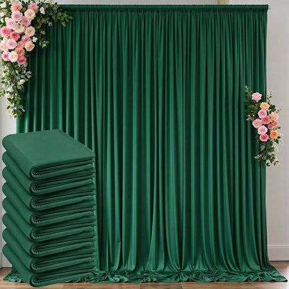 10 ft x 10 ft Wrinkle Free White Backdrop Curtains for Wedding Parties, Polyester Photography Backdrop Drapes for Birthday Parties Stage Backdrop Stand, 2 Panels 5x10FT Background Curtains