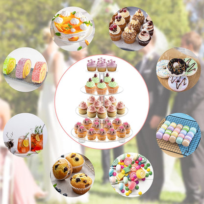 YestBuy 4 Tier Acrylic Cupcake Stand, Premium Cupcake Holder, Acrylic Cupcake Tower Display Cady Bar Party Décor â Display for Pastry(4.7" Between 2 Layers)
