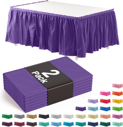 Exquisite Ruffle Table Skirt Pink 6 Pack 14 Ft Long Table Skirts for Rectangle Tables 6ft Plus or Round Tables Skirts with Adhesive Strip for Gender Reveal Decor & Happy Birthday Parties
