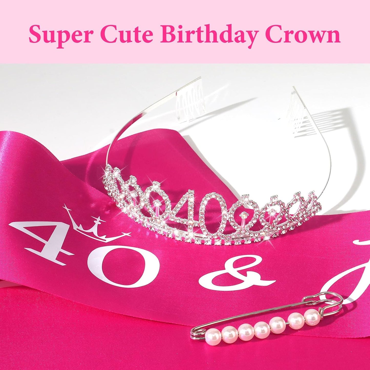 CAVETEE Silver Birthday Crown for Girls Birthday Decorations Birthday Gifts for Women and Girls