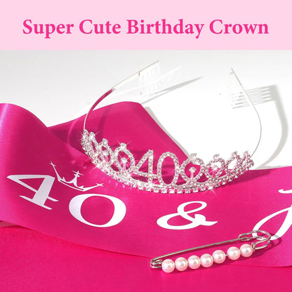 CAVETEE Silver Birthday Crown for Girls Birthday Decorations Birthday Gifts for Women and Girls