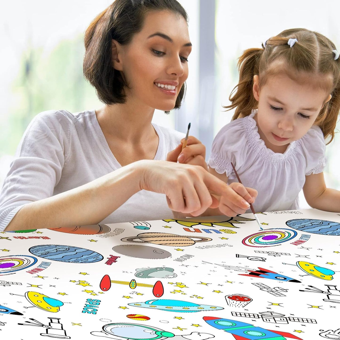 Giant Construction Party Coloring Tablecloth for Kids - Huge Construction Theme Table Cover Large Dump Truck Vehicle Painting Poster for Children Birthday Party Supplies 54x108 Inch