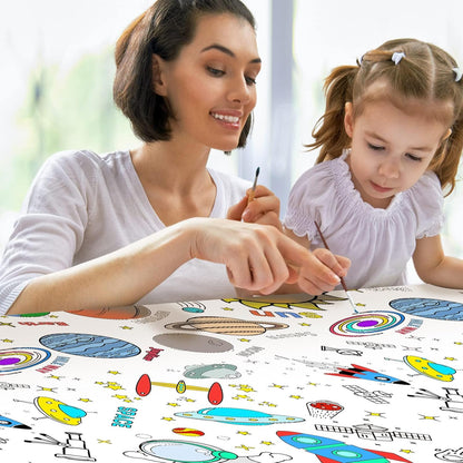 Giant Construction Party Coloring Tablecloth for Kids - Huge Construction Theme Table Cover Large Dump Truck Vehicle Painting Poster for Children Birthday Party Supplies 54x108 Inch