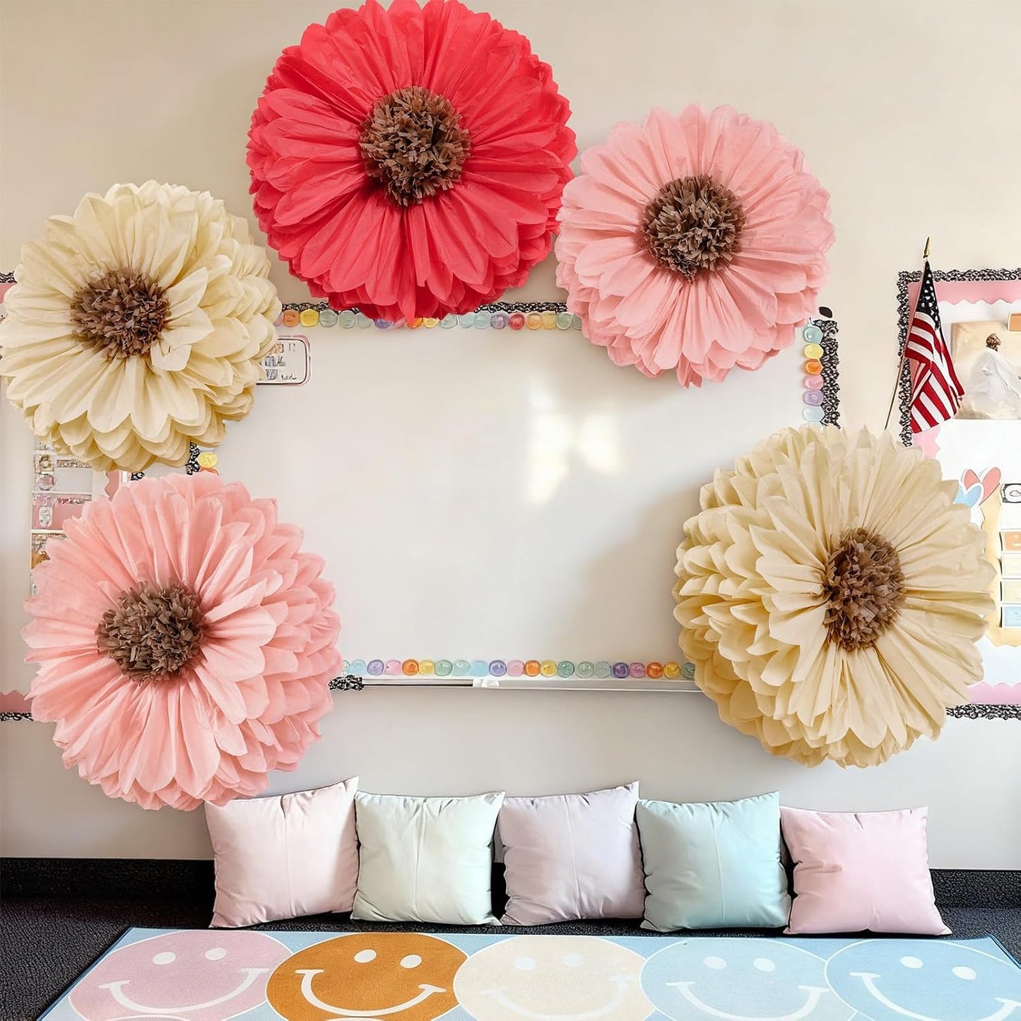 Chunful 5 Pcs 30'' 24'' Gaint Pastel Tissue Paper Flowers Decoration Large Hanging Tissue Paper Pom Poms Decor for Pastel Birthday Bachelorette Wedding Baby Shower Bridal Shower Easter Party Decor