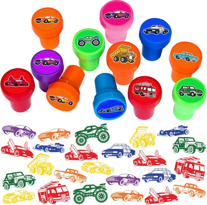 Car and Truck Stamps for Kids, Themed Car and Truck Birthday Party Favors Decorations Supplies Car and Truck 12PCS Self-Inking Stampers Classroom Gifts Cute for Boys Girls Rewards Birthday Party Gifts