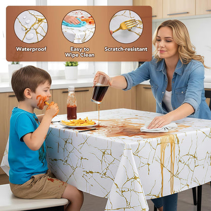 sancua Clear Plastic 100% Waterproof Tablecloth - 54 x 78 Inch - Vinyl PVC Rectangle Table Cloth Protector Oil Spill Proof Wipe Clean Table Cover for Dining Tables, Parties & Camping, Crystal Clear