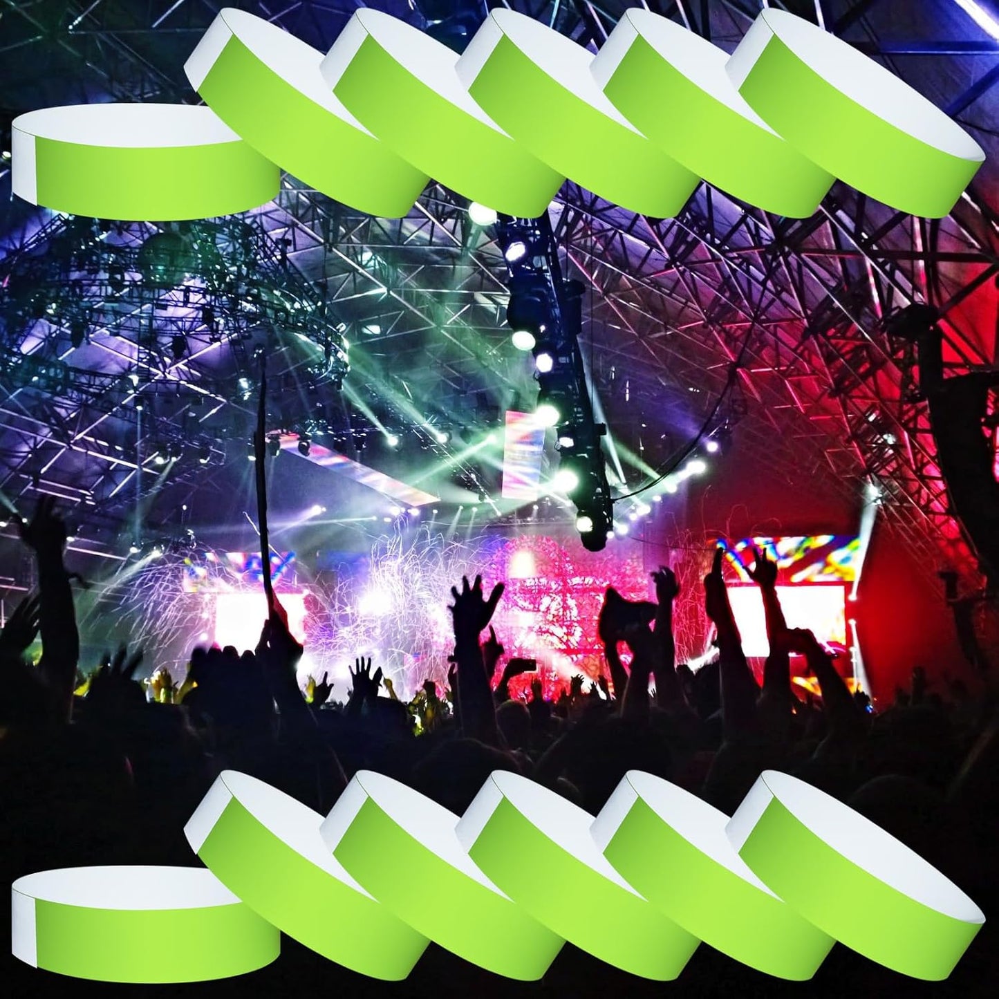 1200 Pcs Plastic Paper Wristbands for Events Neon Color Wrist Bands Concert Identification Wristbands Paper Bracelets Wristbands Party Hand Bands (Multicolor)