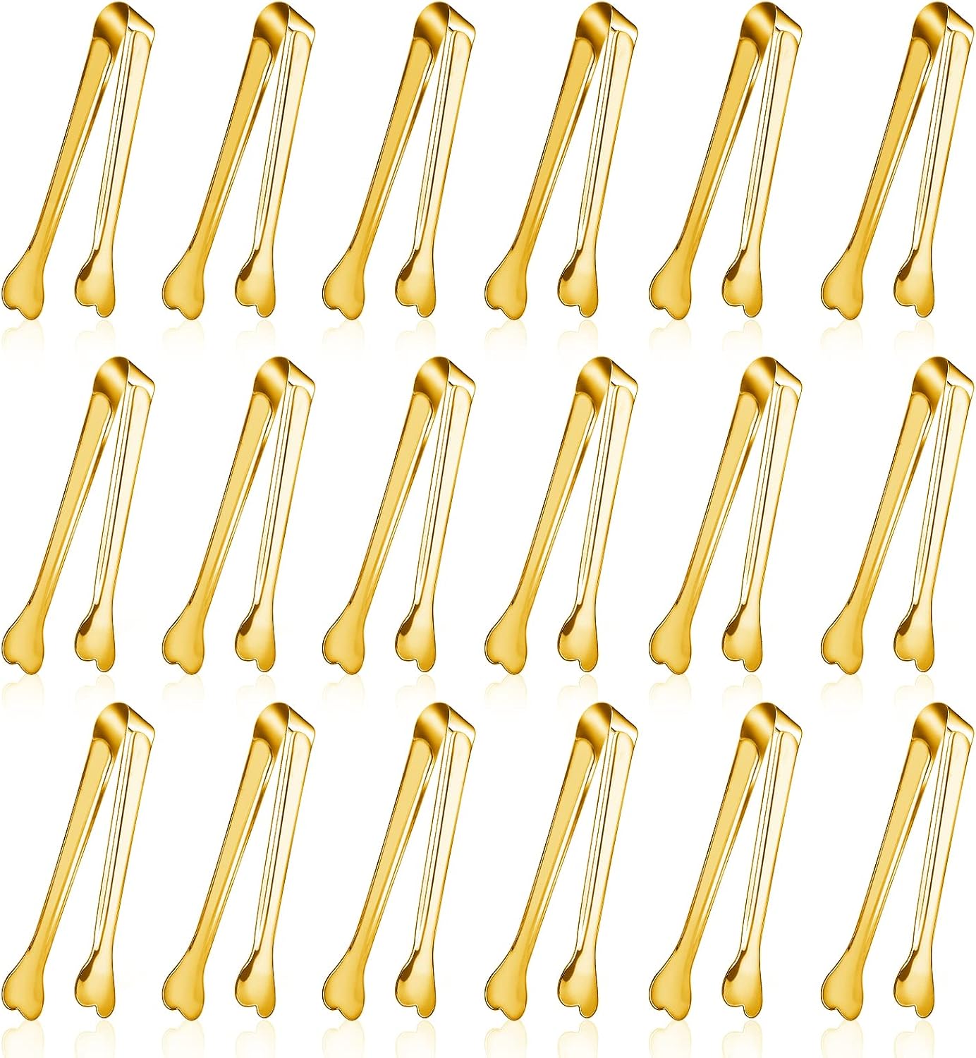 Dmoera 18 Pack Premium Small Serving Tongs, Mini Stainless Steel Appetizer Tongs 4.33Inch Silver