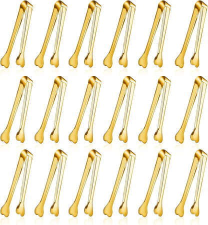 Dmoera 18 Pack Premium Small Serving Tongs, Mini Stainless Steel Appetizer Tongs 4.33Inch Silver