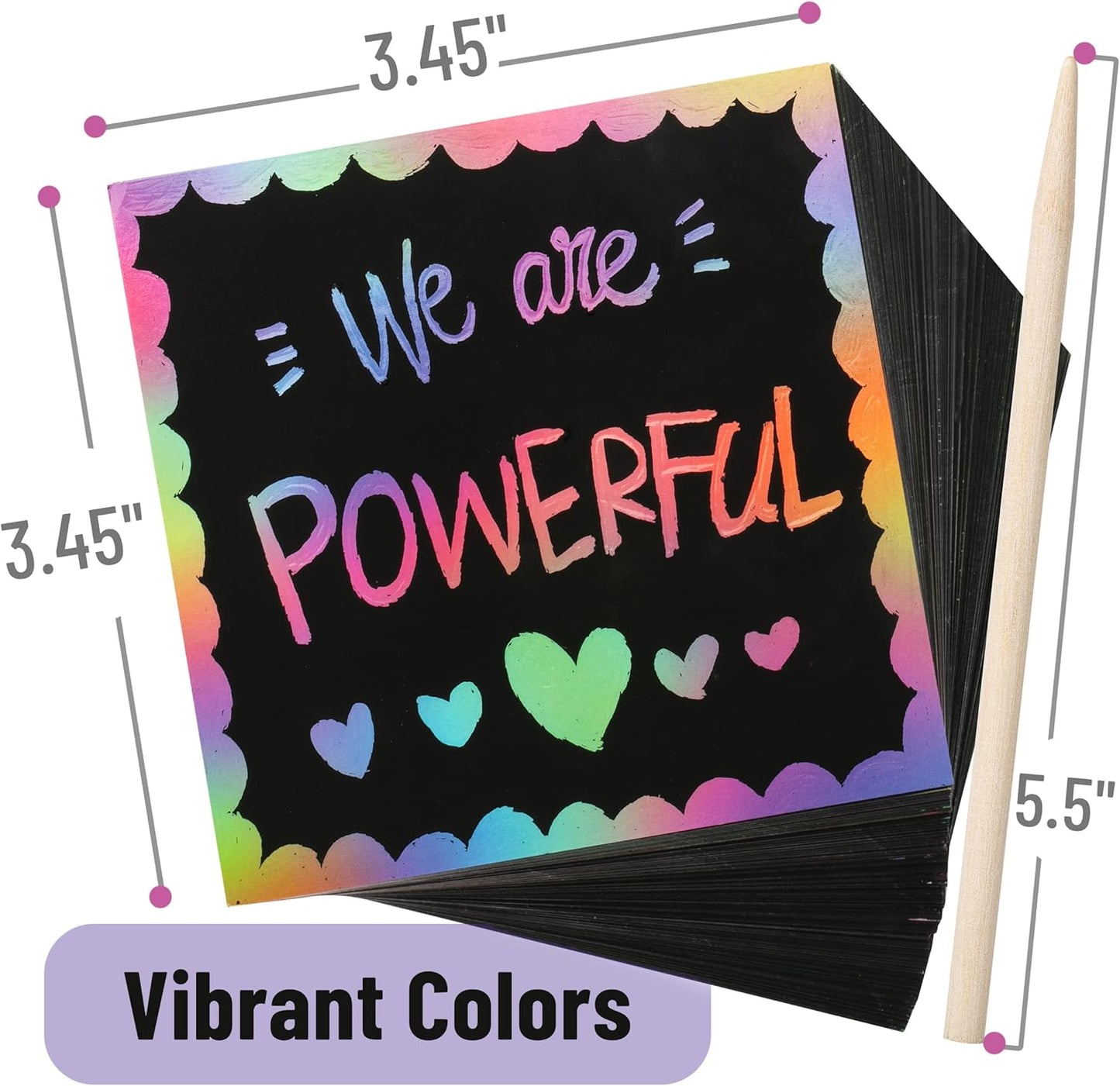 Mr. Pen- Scratch Art for Kids with Wooden Stylus, 125 pcs, Rainbow Scratch Paper, Scratch Art Paper