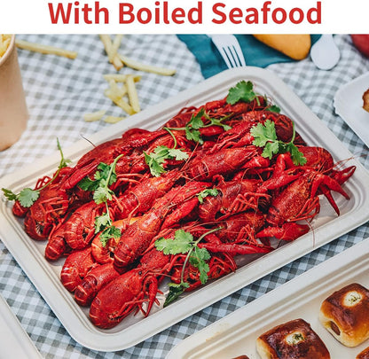 bloomoon 50 Pack 14 inch Disposable Crawfish Trays,Large Paper Plates 14 inch Food Trays Disposable for Seafood Lobster Crab BBQ, Crawfish Boil Party Supplies