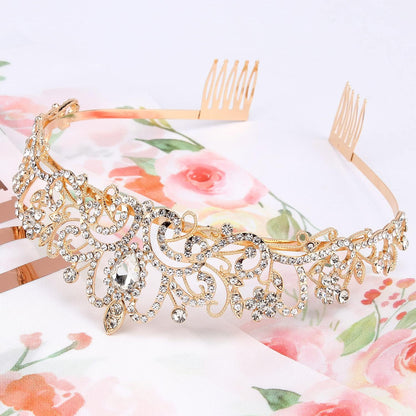 COCIDE Birthday Queen Sash & Rhinestone Tiara Set Gold Happy Birthday Crowns for Women Party Decoration Kit Rhinestone Headband for Women Glitter Crystal Hair Accessories for Cake Topper