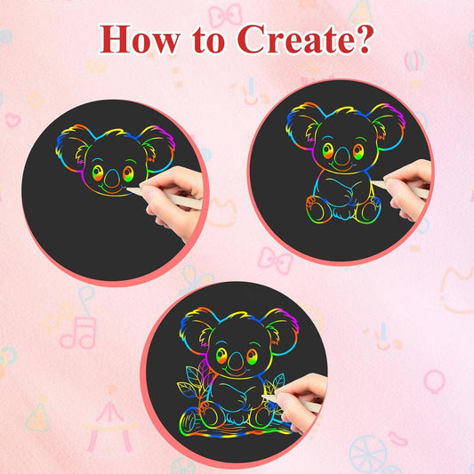 Cvvdycago Scratch Paper Art Crafts: Back to School Classroom Teacher Supplies Stocking Stuffers for Kids Teens Game Party Favors Activities Toys for Boy Girls Ages 3-12 Years Old 2 Pack