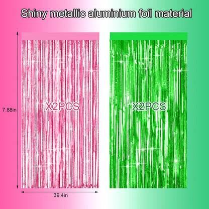 4 Packs Silver Foil Fringe Curtain, Silver Glitter Metallic Tinsel Backdrop for Birthday, Wedding, Baby Shower, Bachelorette, 70s 80s 90s Theme Disco Party, Iridescent Party Decorations Supplies